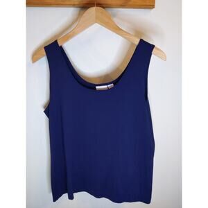 Chico's Navy Blue Sleeveless Tank Top Stretch Nylon Spandex Size 2 Large